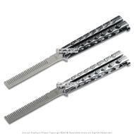 8.75" Multiple Color Handle Butterfly Flip Action Balisong Stainless Steel Folding Comb