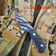 8" S-TEC Tiger  Stripe Tactical Knife With G10 Composite Handle, 3Cr13 Stone Washed Blade