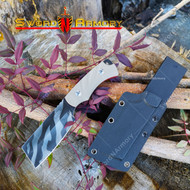 8" S-TEC Tiger Strip Mini Cleaver With G10 Composite Handle. Kydex Sheath With Belt Loop.