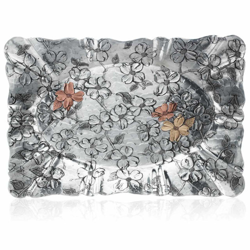 Dogwood Mixed Metal Large Rectangle Tray Dogwood Mixed Metal Large Rectangle Tray