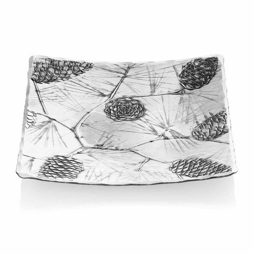 Christmas pinecones engraved holiday tray Christmas pinecones engraved holiday tray