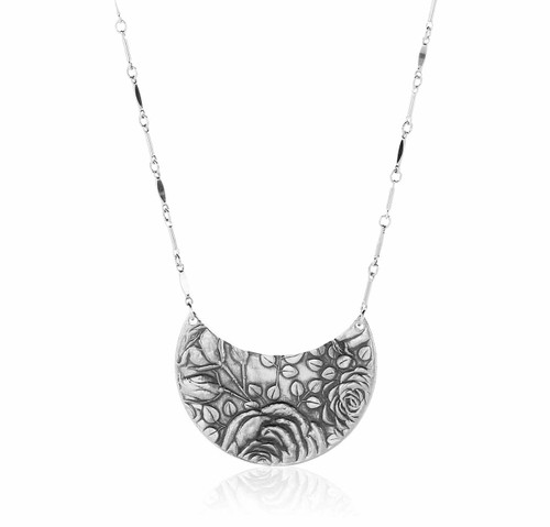 Recycled Metal Rose Necklace American Made Recycled Metal Rose Necklace American Made