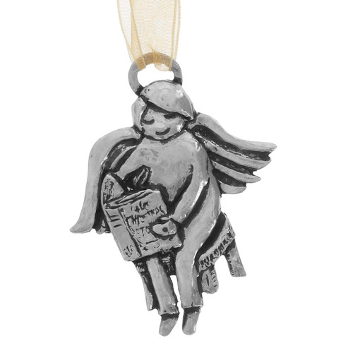 Keene Reading Angel Handcrafted Pewter Christmas Ornament Keene Reading Angel Handcrafted Pewter Christmas Ornament