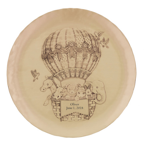 Personalized Baby Zoo Balloon Plate- Bronze Personalized Baby Zoo Balloon Plate- Bronze
