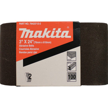 3" x 24" Abrasive Belt, 100 Grit, 2/pk 3" x 24" Abrasive Belt, 100 Grit, 2/pk