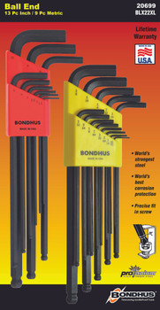 Set 22 Ball End L-Wrenches In/Mm Xl Double Pack - 16037 (.050-3/8") + 16099 (1.5-10Mm) - 20699 - Quantity: 1 Set 22 Ball End L-Wrenches In/Mm Xl Double Pack - 16037 (.050-3/8") + 16099 (1.5-10Mm) - 20699 - Quantity: 1