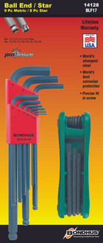Set 17 Ball End L-Wrenches Mm And Star Fold Up Double Pack - 10999 (1.5-10Mm) + 12634 (Star Fold Up T9-T40) - 14128 - Quantity: 1 Set 17 Ball End L-Wrenches Mm And Star Fold Up Double Pack - 10999 (1.5-10Mm) + 12634 (Star Fold Up T9-T40) - 14128 - Quantity: 1