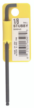 1/8" Stubby ProGuard Finish Ball End L-Wrench Tagged & Barcoded - 16507 - Quantity: 5 1/8" Stubby ProGuard Finish Ball End L-Wrench Tagged & Barcoded - 16507 - Quantity: 5