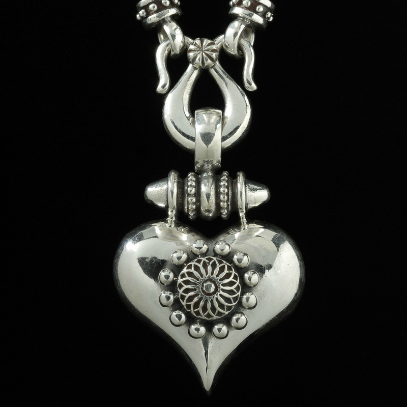Heart Necklace Pendant handmade in Sterling Silver by Bowman Originals, Sarasota, 941-302-9594.
