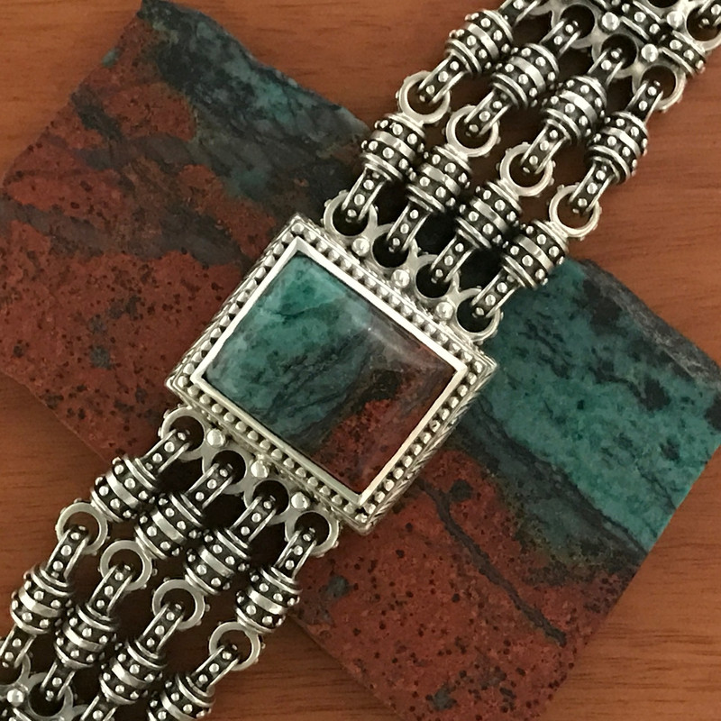 Sonora Chrysocolla Chainmail Bracelet by Bowman Originals