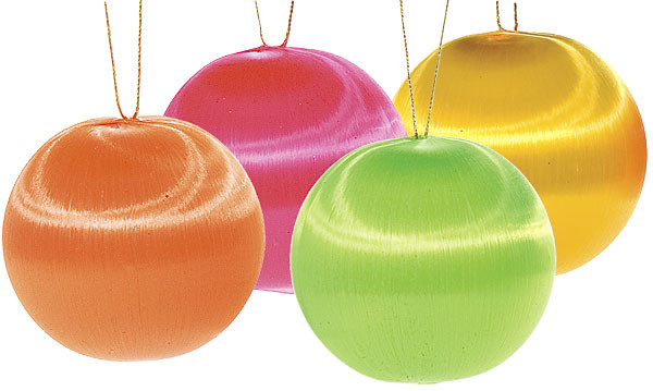 2" Satin Ball Ornaments Asstd Colors Yellow, Green, Orange, Fuchsia