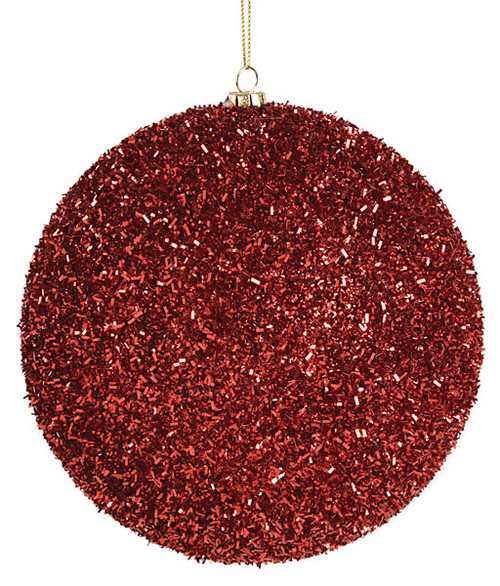 6" Red Tinsel Ball 6" Red Tinsel Ball