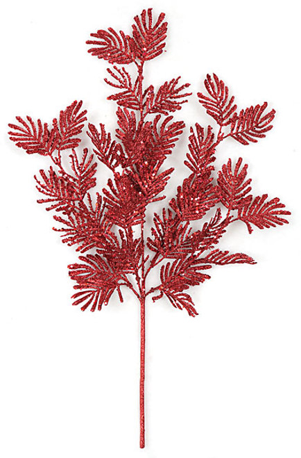 23 Inch Glitter Fern Spray Red 23 Inch Glitter Fern Spray Red