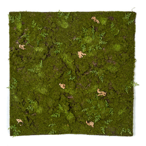 19 Inch L x 19.25 Inch W Artificial Green Moss Sheet with Fern and Bark
