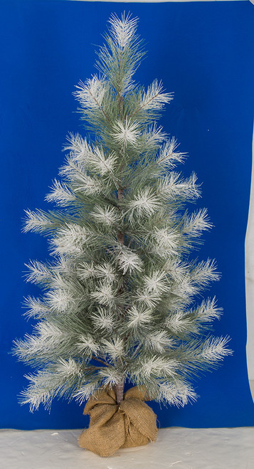 3 Ft. or 4 Ft. Frosted/Glittered Pine Tree with Burlap Base