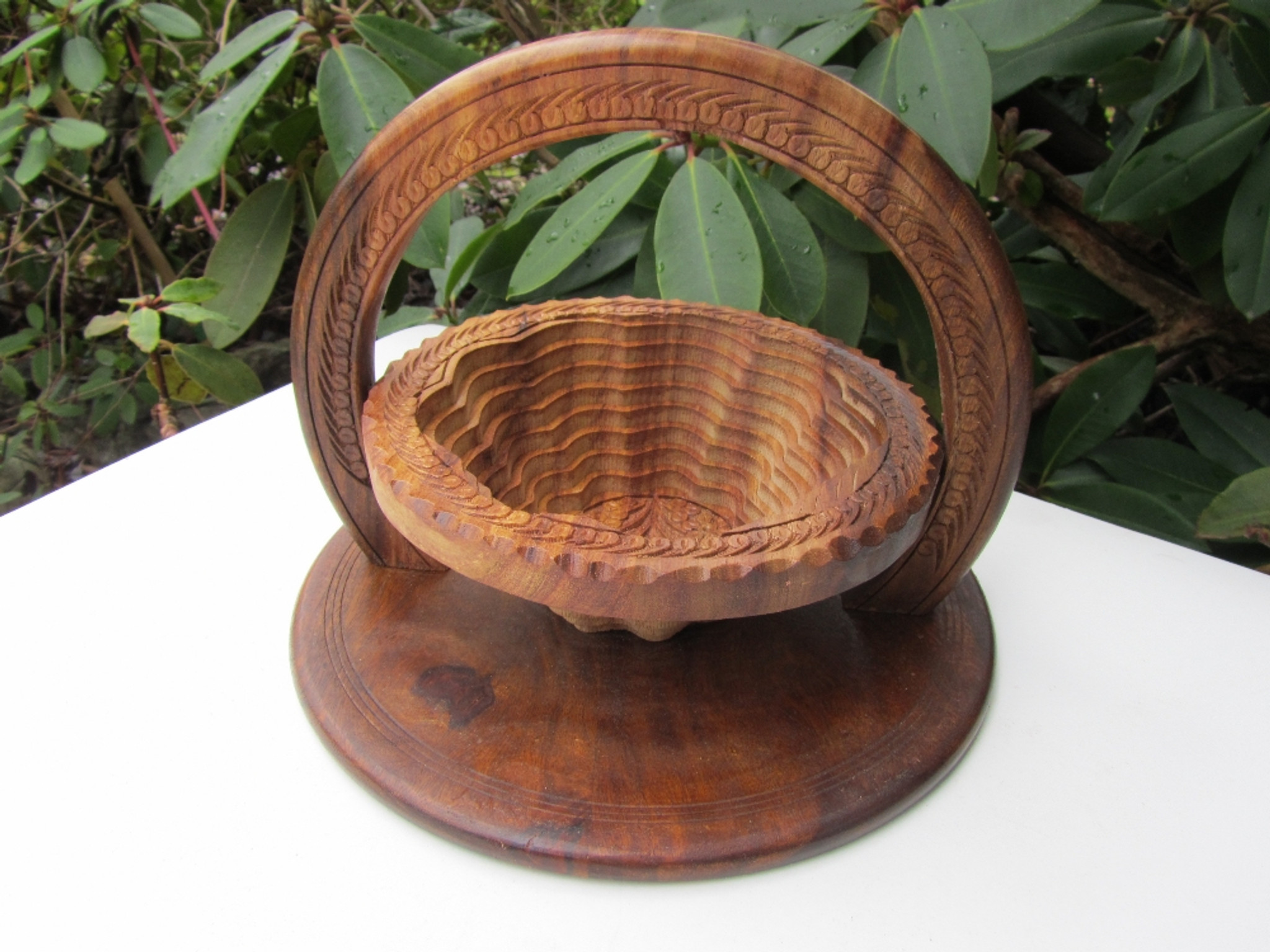 Collapsible Rustic Wood Basket 10 inch One Compartment Heartwood Gifts