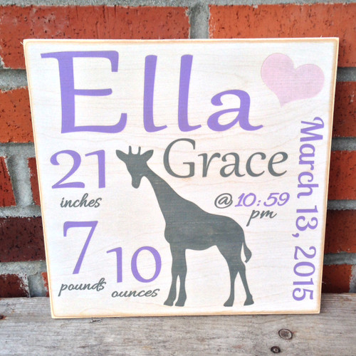 baby girl birth sign plaque
