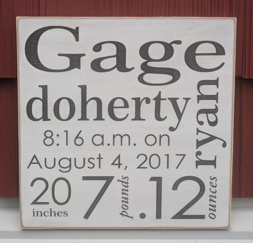 baby birth sign for boy - handcrafted