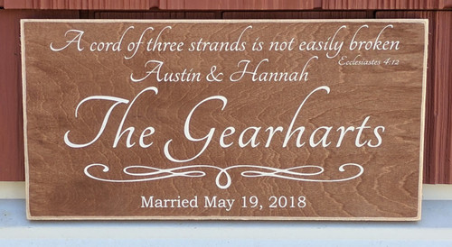 A cord of three strands is not easily broken - family sign