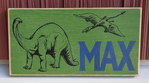 Personalized Kids Dinosaur Wood Sign