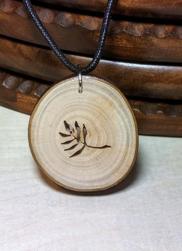 Rustic Wood Pendant - Olive Branch