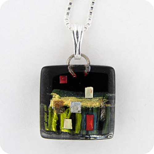 Black Golden Phase Glass Charm