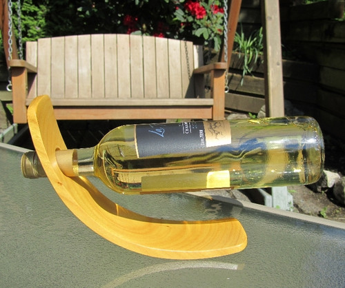 Curved Fustic Wood Wine Bottle Holder