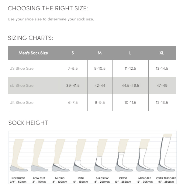 Ski Socks Size Chart