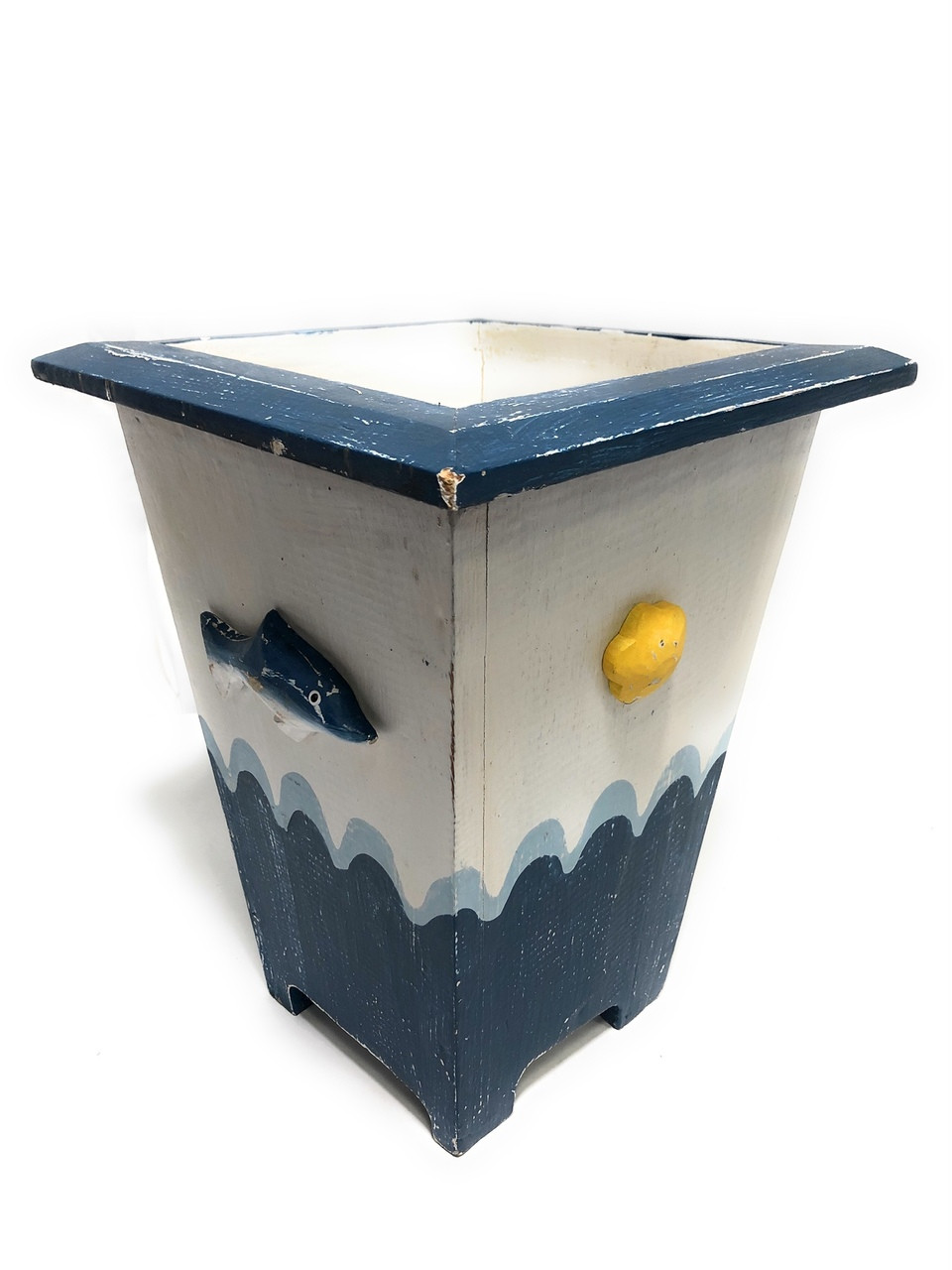 Nautical Trash Can 12 Quot Wooden Vase Coastal Decor
