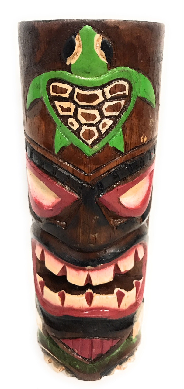 Tiki Totem 6" w/ Honu Hawaii Hand Carved & Painted dpt535815e
