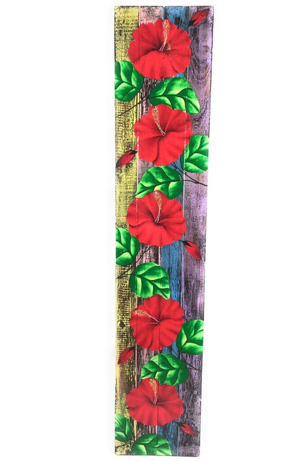 Hibiscus Flower Painting On Wood Planks 40 X 8 Rustic Wall Decor Hibiscus Flower Painting On Wood Planks 40 X 8 Rustic Wall Decor