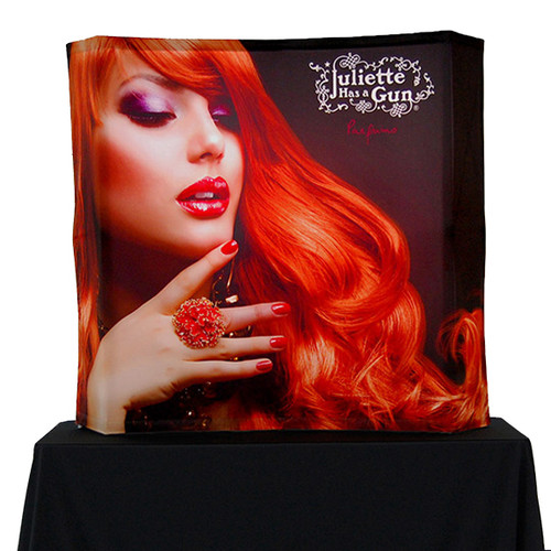 BURST Curved Backlit Tabletop Fabric Pop-up Display BURST Curved Backlit Tabletop Fabric Pop-up Display