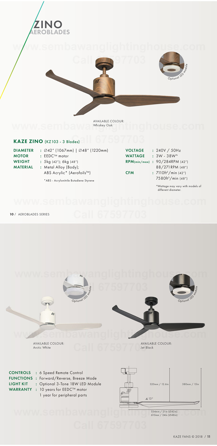 Free Install Kaze Zino 42 48 Dc Ceiling Fan White Sembawang