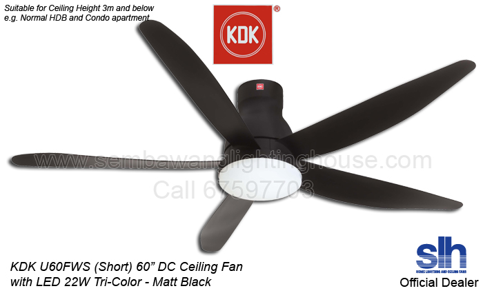 Free Install Kdk U60fw 60 Dc Led Ceiling Fan Matt Black