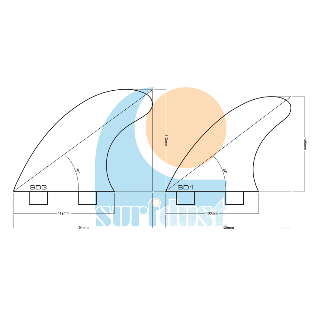 SURFDUST SD3 & SD1 Tri Fins - FCS Compatible Surfboard Fins
