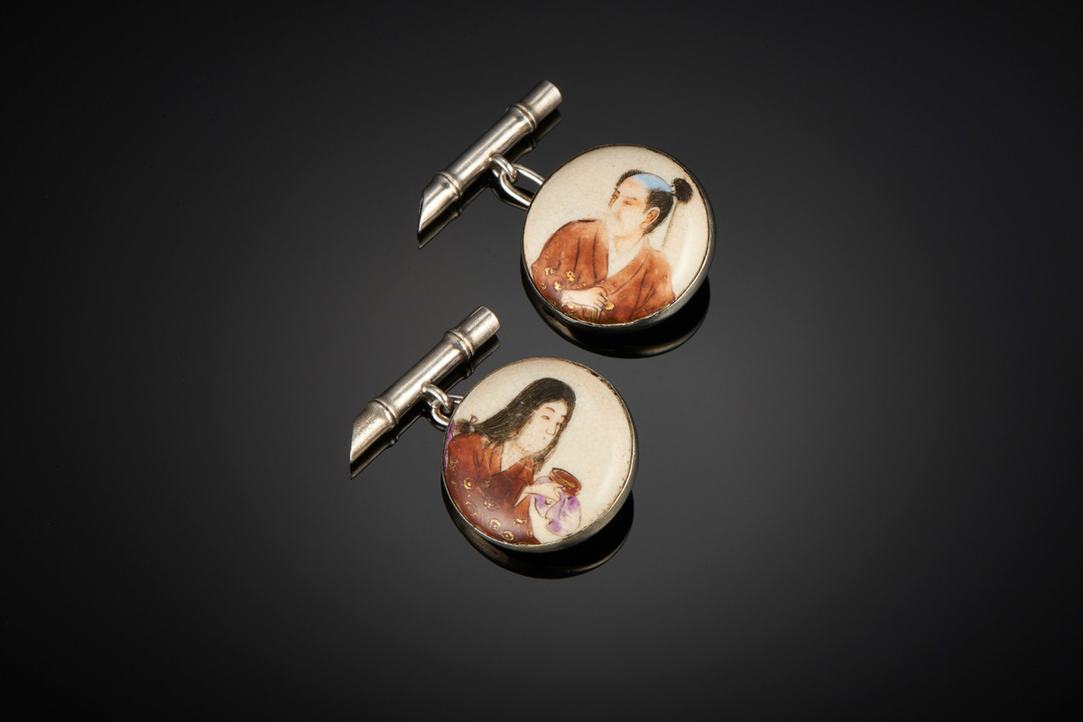 Exquisite Pair of Satsuma Cuffflinks - Front Image
