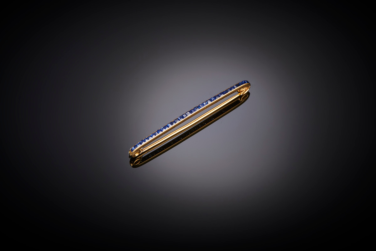 A Sapphire Bar Brooch