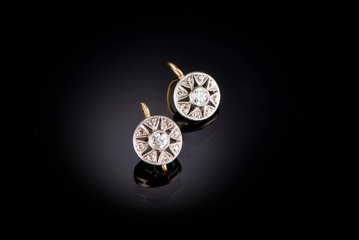 A Lovely Pair of Diamond Cluster Earrings