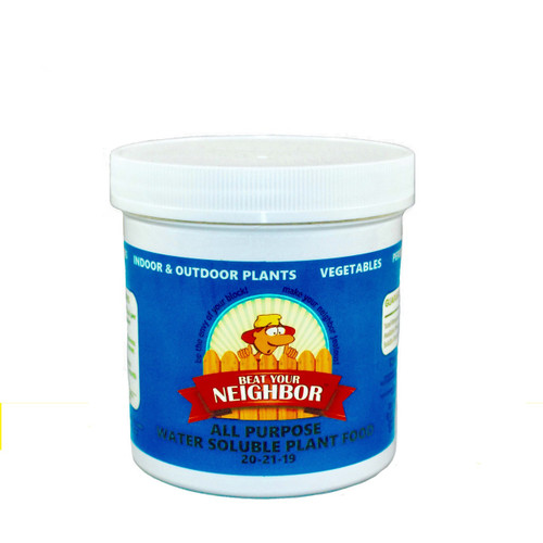 Beat Your Neighbor all purpose, water soluble fertilizer. Single jar makes about 96 gallons. Beat Your Neighbor all purpose, water soluble fertilizer. Single jar makes about 96 gallons.