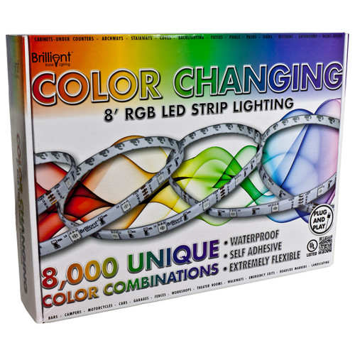 RGB Color Changing LED Strip Light - 12 Volt - High Output (SMD 5050) - Indoor Use Only (IP22) - 8 Foot Bundle RGB Color Changing LED Strip Light - 12 Volt - High Output (SMD 5050) - Indoor Use Only (IP22) - 8 Foot Bundle