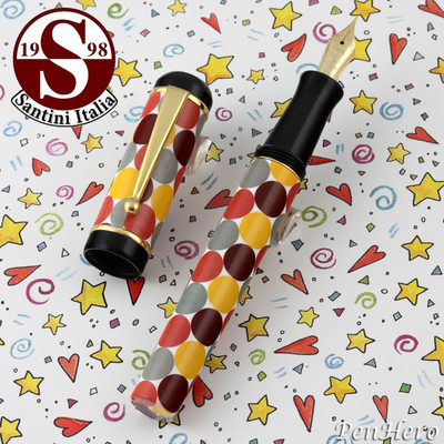 Santini Italia Pois Rust Yellow Brown Polka Dots Fountain Pen Medium