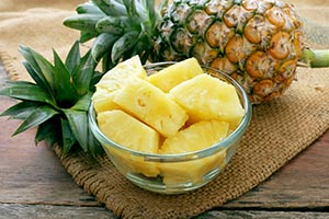Pineapple in bowl, delicious