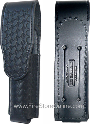 Leather Flashlight Holder (Basketweave 305) w/Hidden Snap