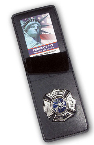 Perfect Fit Leather Top Open Vertical Badge Case w/ID Holder (Custom Cutout)