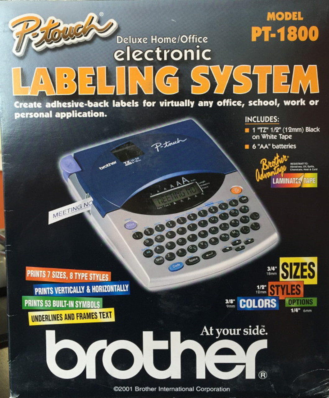 Brother PT-1800 Electronic Label Maker with carrying case