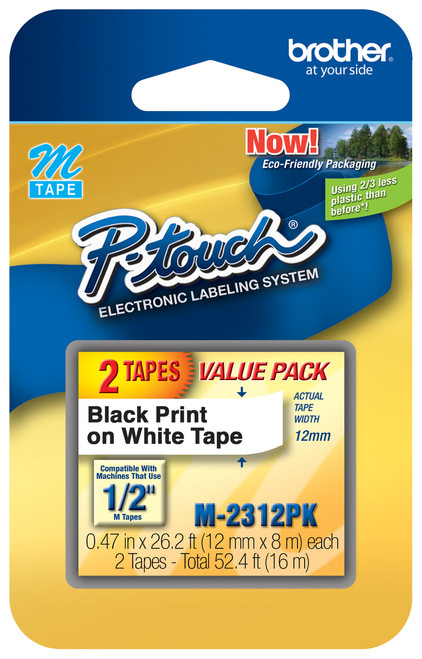 Brother M231-2PK 1/2 In. Black on White Twin Pack Brother M231-2PK 1/2 In. Black on White Twin Pack