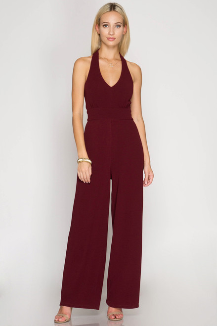 Dusty Pink Halter Top Jumpsuit - Out Of My Kloset Boutique