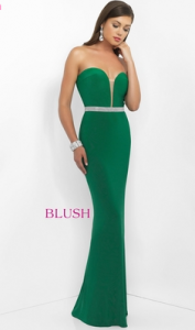 blush prom plunging neckline green prom dress