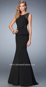 la femme black peplum style prom dress