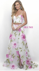 Organza Off-White Floral Dress by Blush Prom Organza Off-White Floral Dress by Blush Prom
